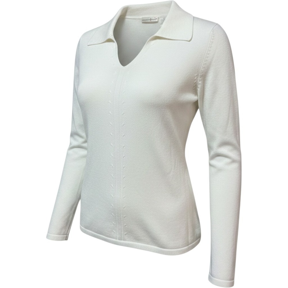 Preswick & Moore Sweater Womens M Ivory Cotton Blend Knit V-Neck Minimalist Boho